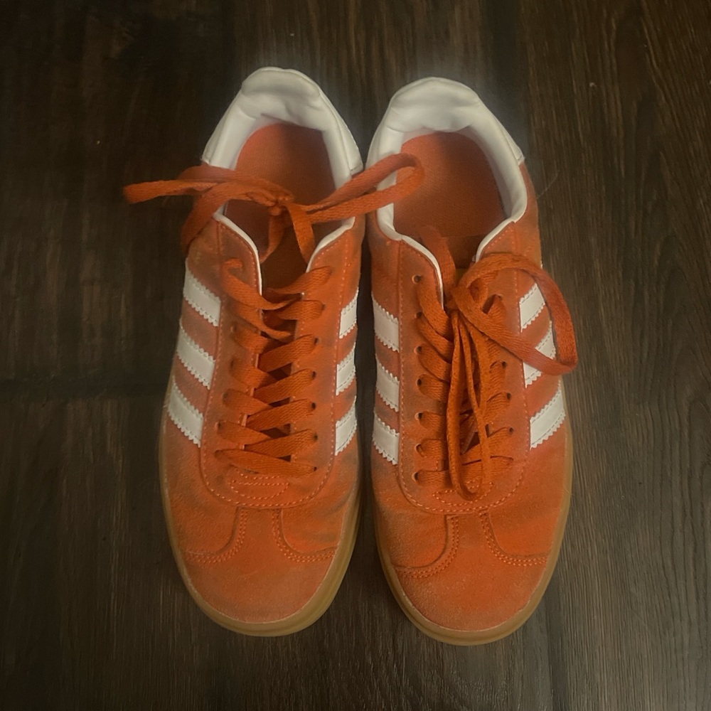 Adidas Bright Orange Sneakers with White Stripes